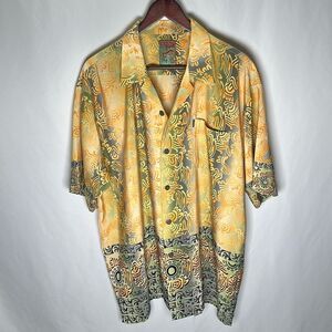 VINTAGE HAWAIIAN Pineapple Connection Mens Button Shirt Short Sleeve Sz XL